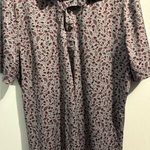 7 Diamonds Burgundy & Gray Floral-Print Polo